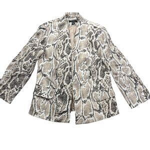 Louben 6 Reptile Print Open Front Lined Linen‎ Blend Ladies Jacket